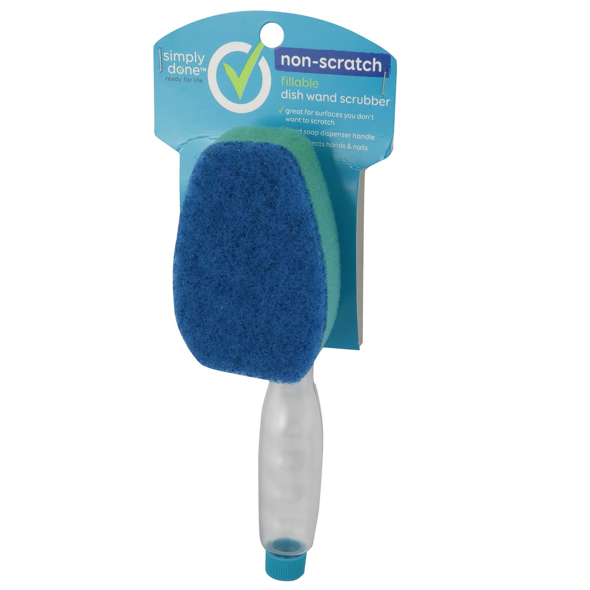 slide 3 of 8, Simply Done Non-Scratch Fillable Dish Wand Scrubber, 1 ct