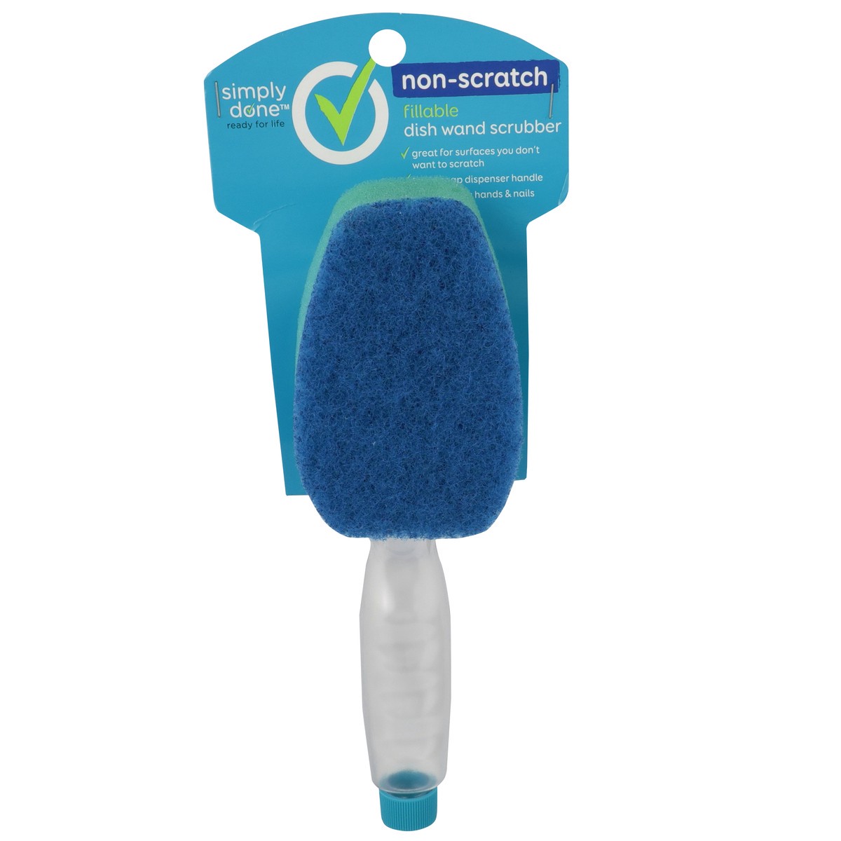 slide 1 of 8, Simply Done Non-Scratch Fillable Dish Wand Scrubber, 1 ct