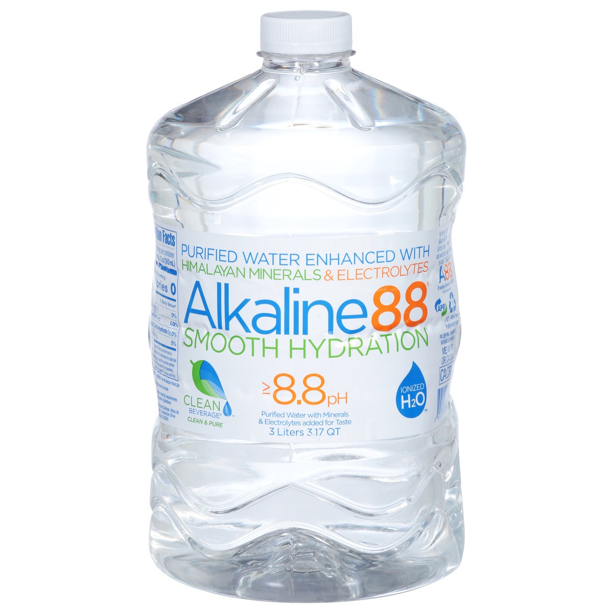 slide 1 of 9, Alkaline88 Smooth Hydration Himalayan Minerals Purified Water 3.17 qt, 3 liter