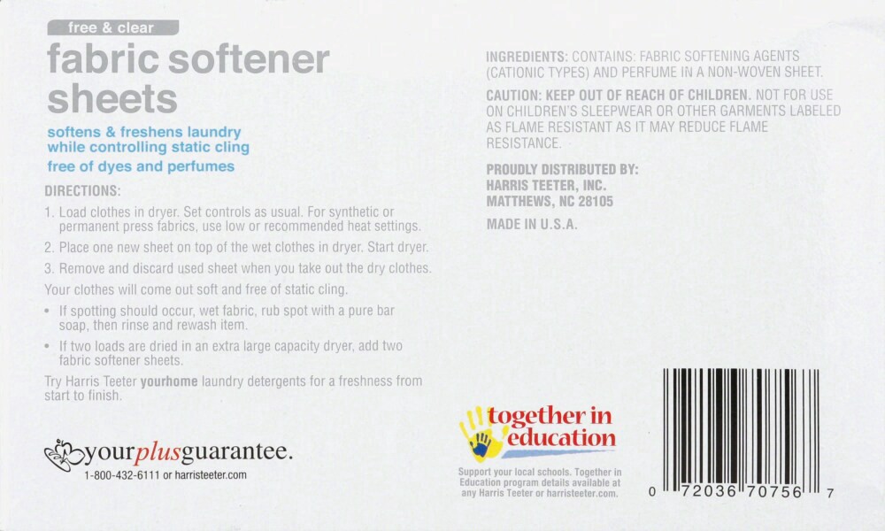 slide 3 of 3, Harris Teeter yourhome Fabric Softener Sheets - Free & Clear, 120 ct