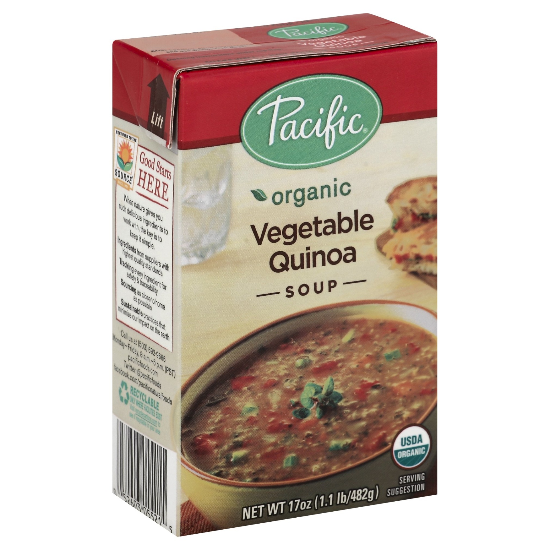 slide 1 of 1, Pacific Foods Organic Vegetable Quinoa Soup, 17 oz