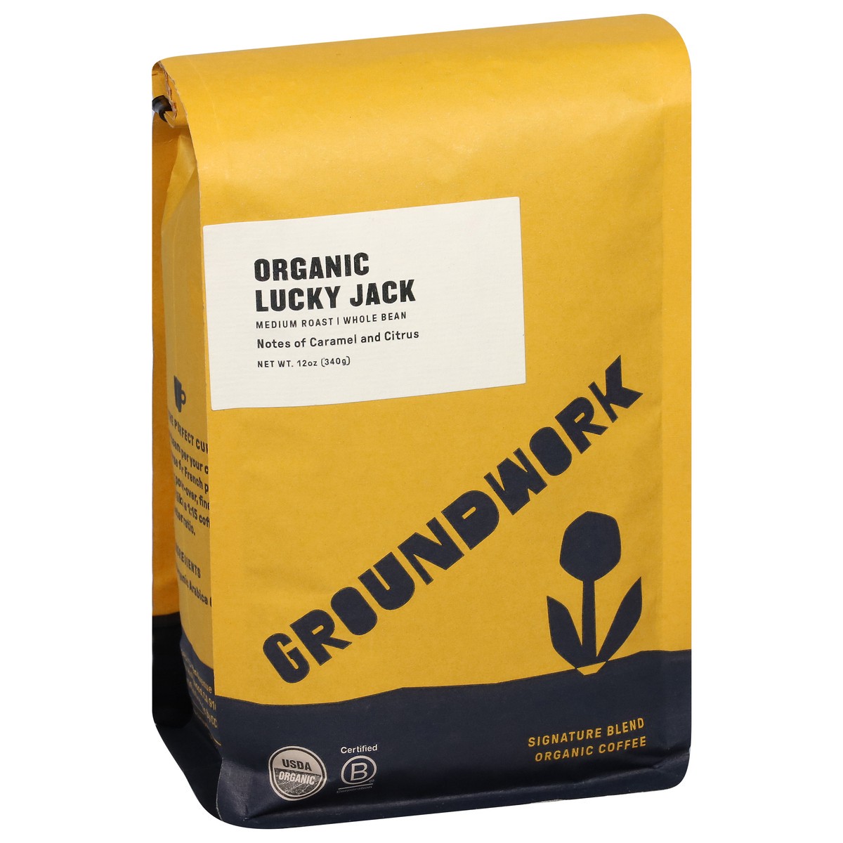 slide 5 of 9, Groundwork Medium Roast Whole Bean Organic Lucky Jack Coffee - 12 oz, 12 oz