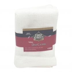 slide 1 of 1, First Street Dish Cloth White, 4 ct