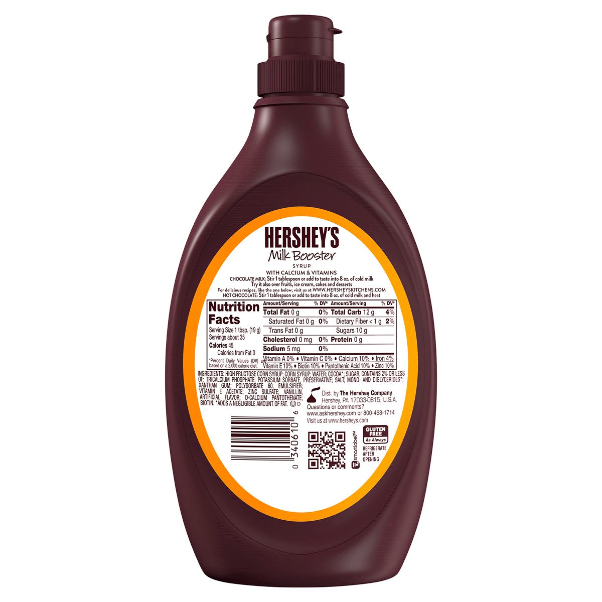 slide 2 of 2, Hershey's Chocolate Flavor Milk Booster Syrup With Calcium, 24 oz