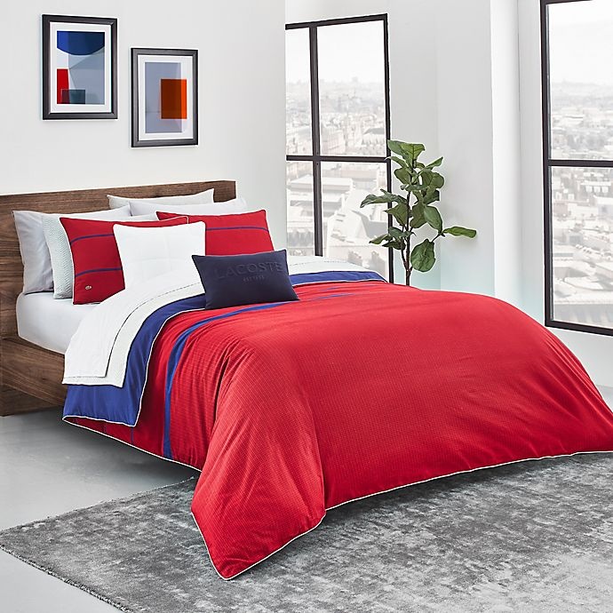 slide 1 of 5, Lacoste Pasaka Reversible Full/Queen Duvet Cover Set - Red, 1 ct