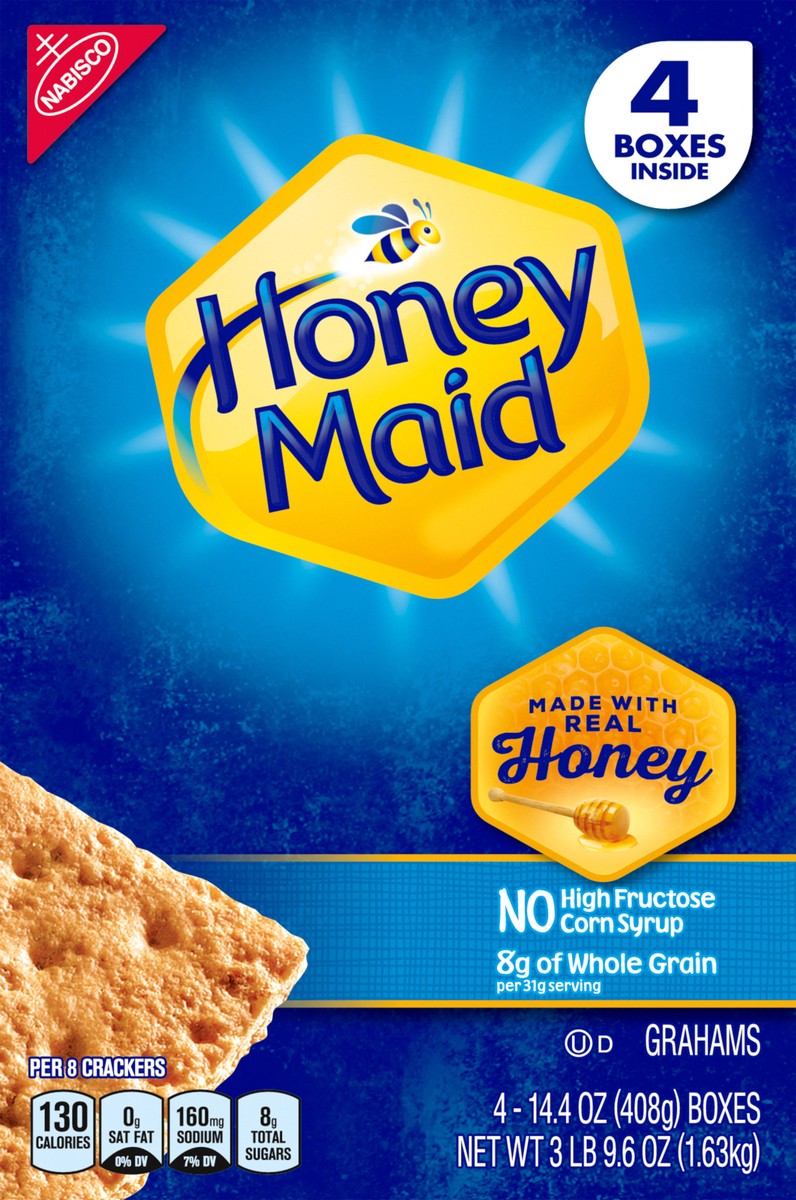 slide 7 of 9, Honey Maid Graham Crackers, 4 - 14 oz boxes, 57.6 oz