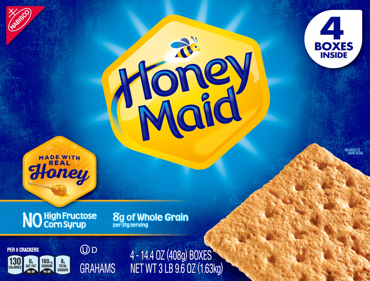 slide 1 of 9, Honey Maid Grahams 4 - 14.4 oz Boxes, 4 ct