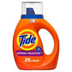 Tide Laundry Detergent Liquid (HE), Spring Meadow Scent, 34 fl oz, 25 Loads, Laundry Soap, Liquid Laundry Detergent, Tide Detergent