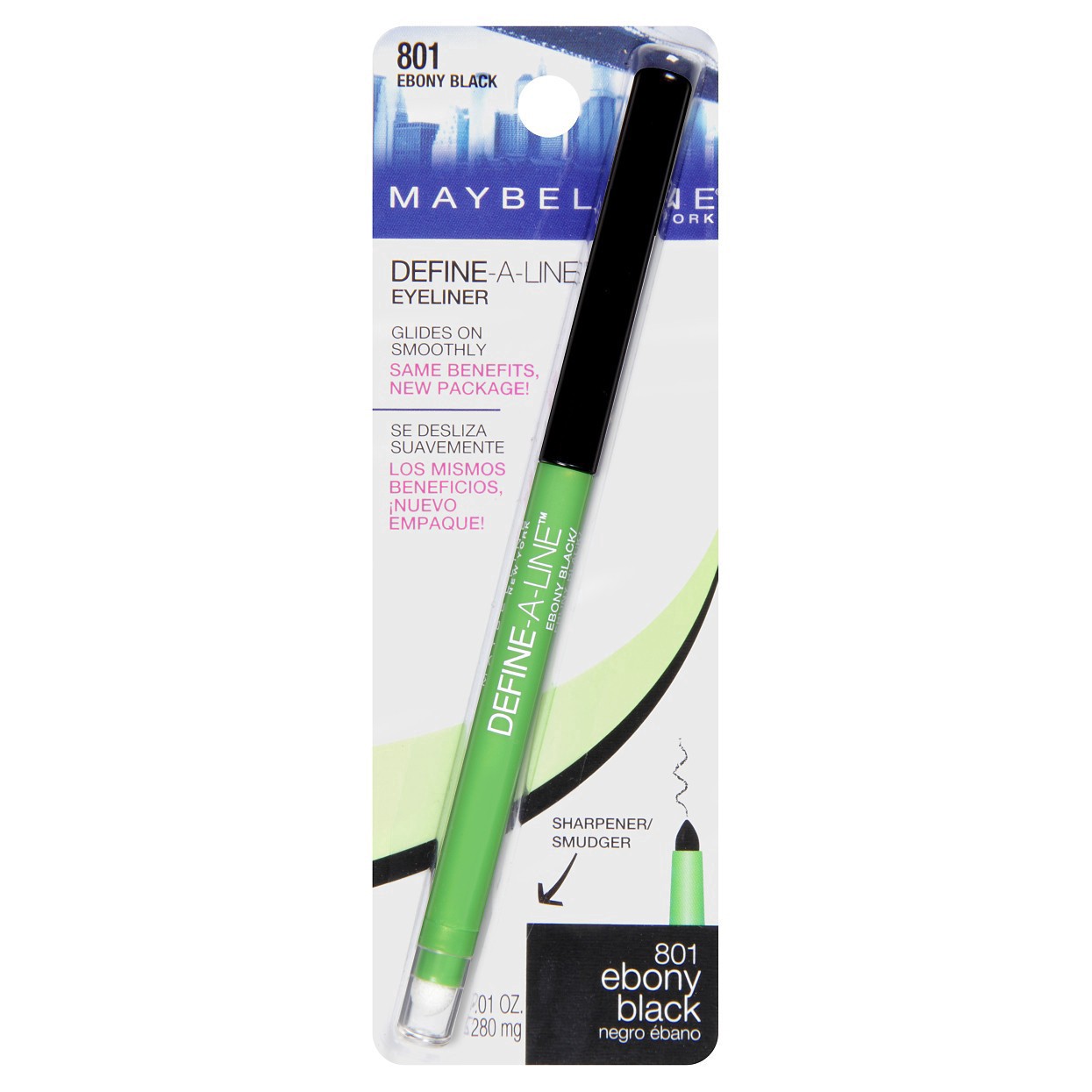 slide 30 of 30, Maybelline Define A Line Eyeliner  801 Ebony Black, 0.01 oz