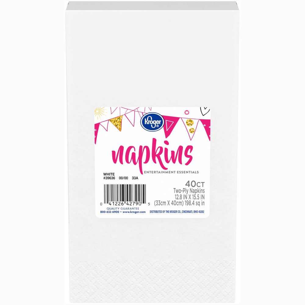 slide 4 of 4, Kroger White Paper Guest Napkins, 40 ct