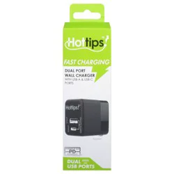 Hottips!! Fast Charging Dual Port Wall Charger with USB-A & USB-C Ports