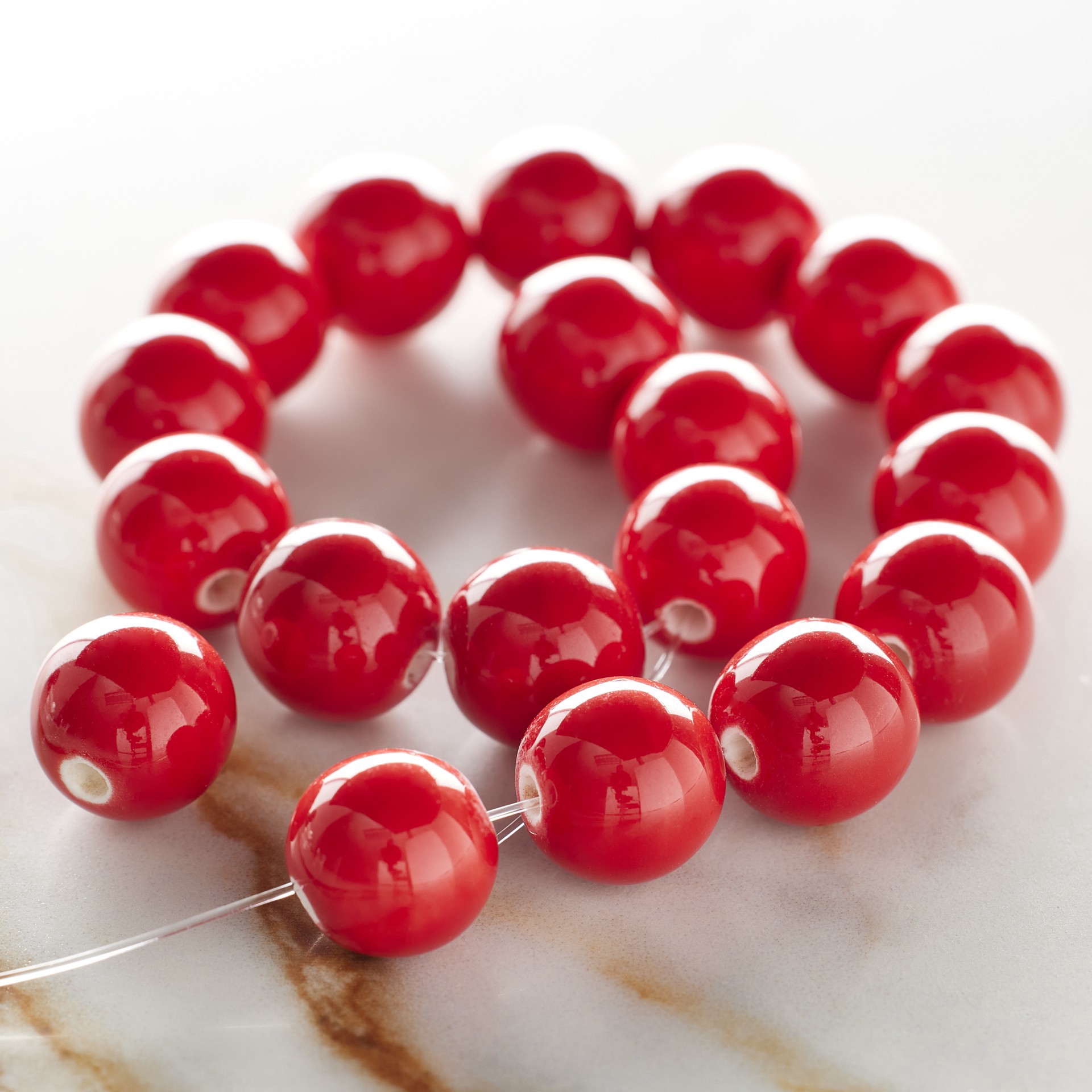slide 3 of 3, Red Ceramic Round Beads, 10mm By Bead Landing, 10mm