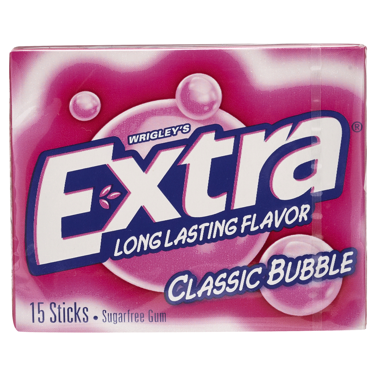 slide 1 of 2, Extra Classic Bubble Sugarfree Gum, 1 ct