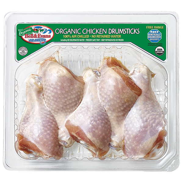slide 1 of 1, Bell & Evans Organic Chicken Drumsticks, 1 lb