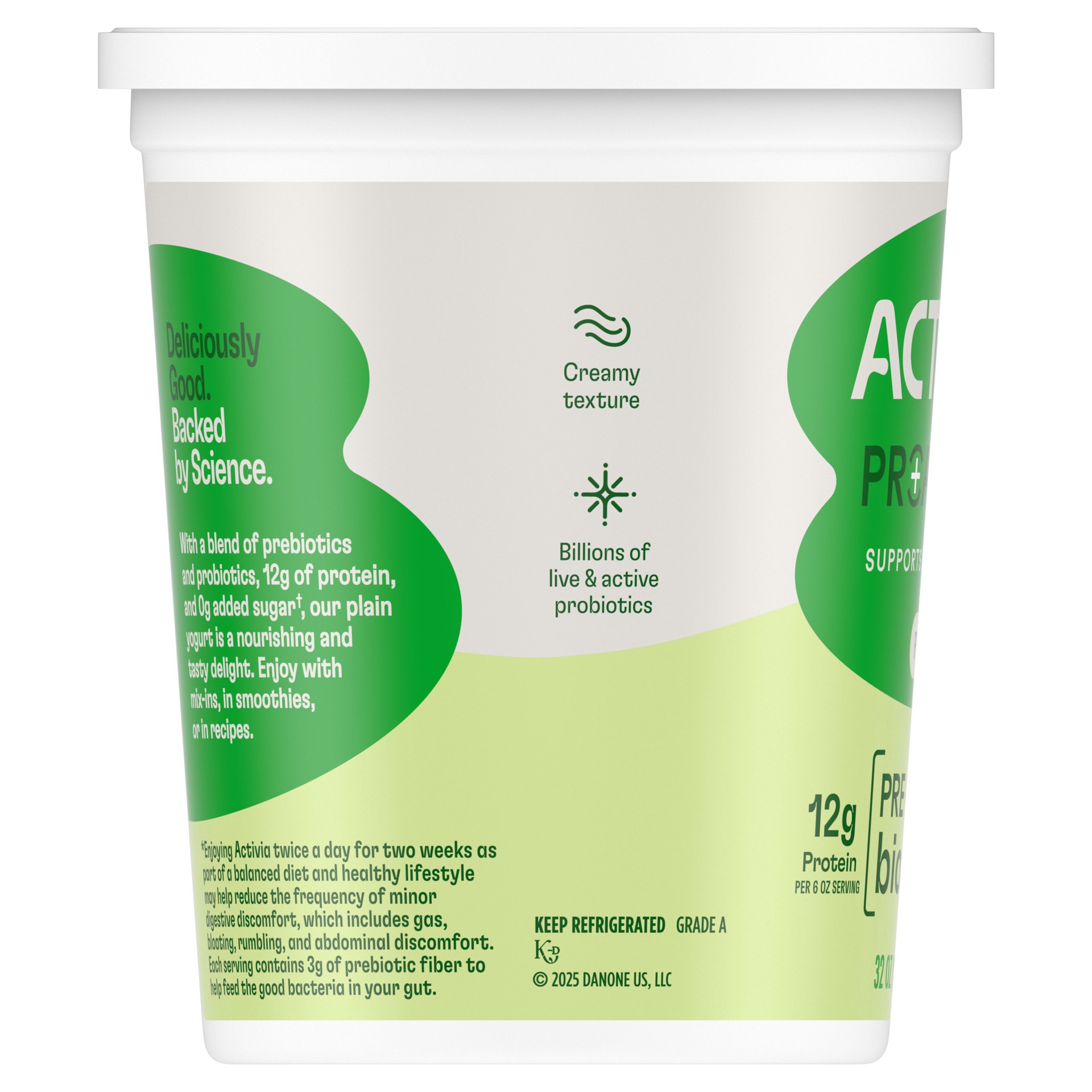 slide 5 of 5, Activia Proactive Plain Prebiotic and Probiotic Yogurt, Low Fat Yogurt Tub, 32 Oz, 32 oz