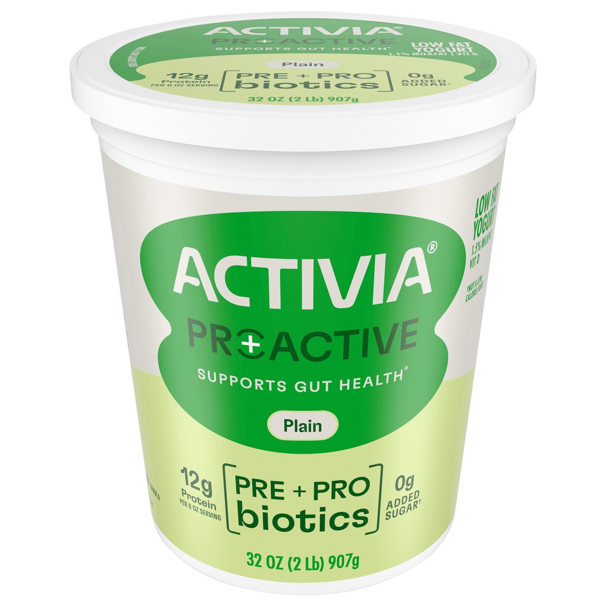 slide 1 of 5, Activia Proactive Plain Prebiotic and Probiotic Yogurt, Low Fat Yogurt Tub, 32 Oz, 32 oz