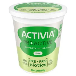 Activia Proactive Plain Prebiotic and Probiotic Yogurt, Low Fat Yogurt Tub, 32 Oz