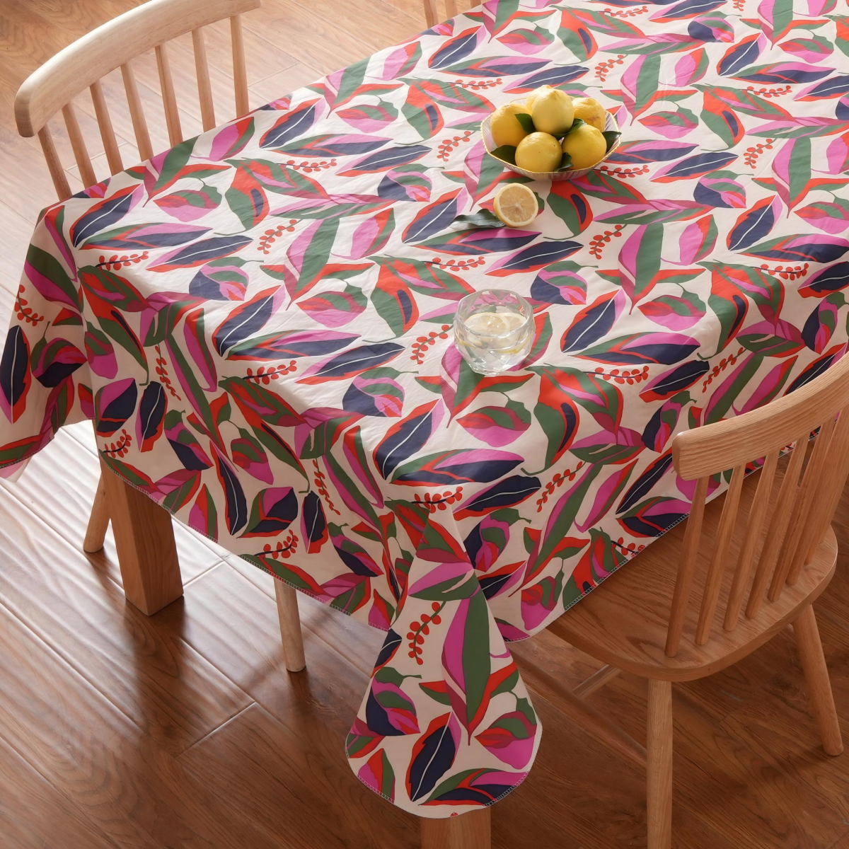 slide 1 of 3, Meijer Corporate Seasonal MCS Sophisticated Leaf Tablecloth, 60 in x 84 in, 60 x 84 