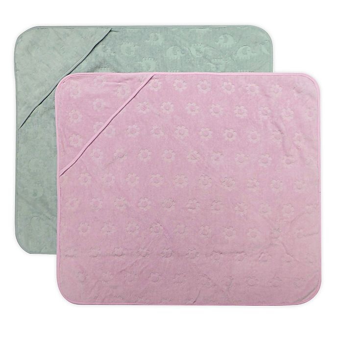 slide 1 of 4, Neat Solutions Elephant Hooded Towels - Pink/Grey, 2 ct