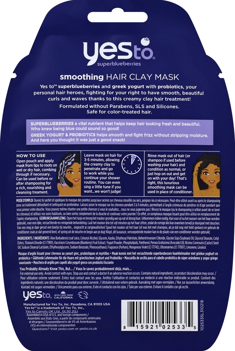 slide 6 of 6, Yes to Frizz-Fighting Smoothing Hair Clay Mask, 1 fl oz