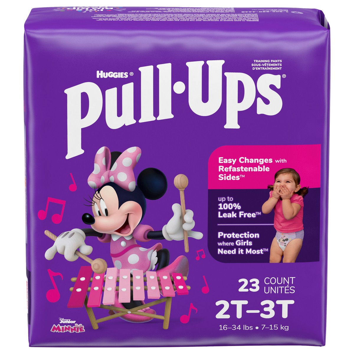 slide 1 of 5, Pull-Ups Girls' Potty Training Pants, 2T-3T (16-34 lbs), 23 Count, 23 ct