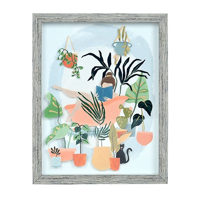 slide 1 of 4, Global Caravan Papercraft Plant Lady Bath Framed Wall Art, 11 in x 14 in