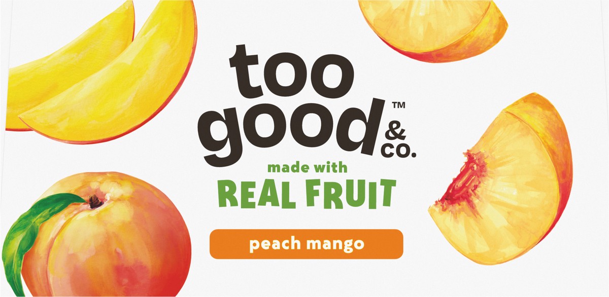 slide 3 of 14, Too Good & Co. Peach Mango Yogurt-Cultured Ultra-Filtered Milk Pouches, Portable Kids Snacks Made with Real Fruit, 3.5 oz, 4 Count​, 3.5 oz