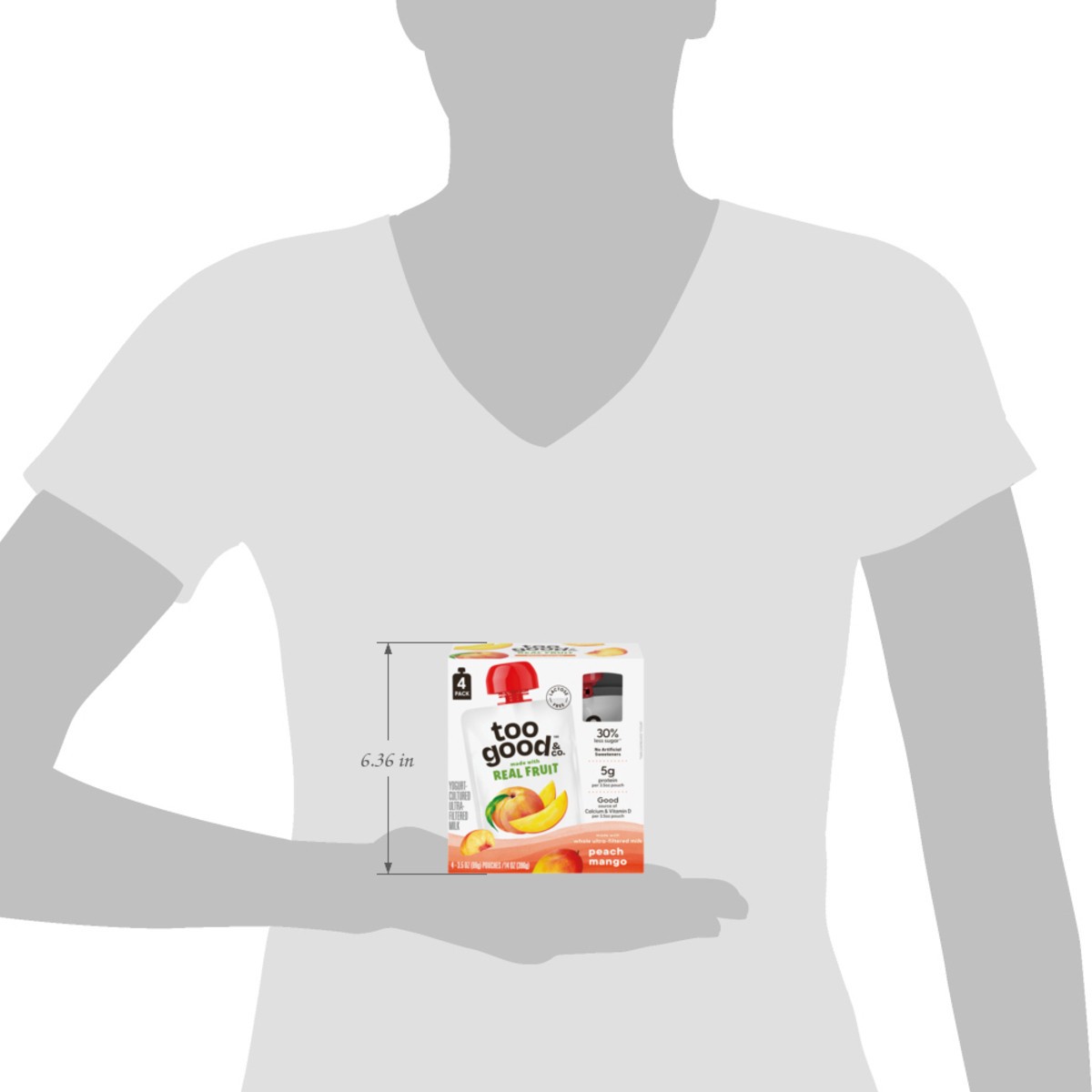 slide 9 of 14, Too Good & Co. Peach Mango Yogurt-Cultured Ultra-Filtered Milk Pouches, Portable Kids Snacks Made with Real Fruit, 3.5 oz, 4 Count​, 3.5 oz