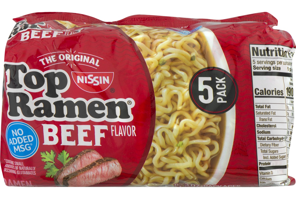 slide 1 of 1, Top Ramen Beef Flavor, 5 ct; 3 oz