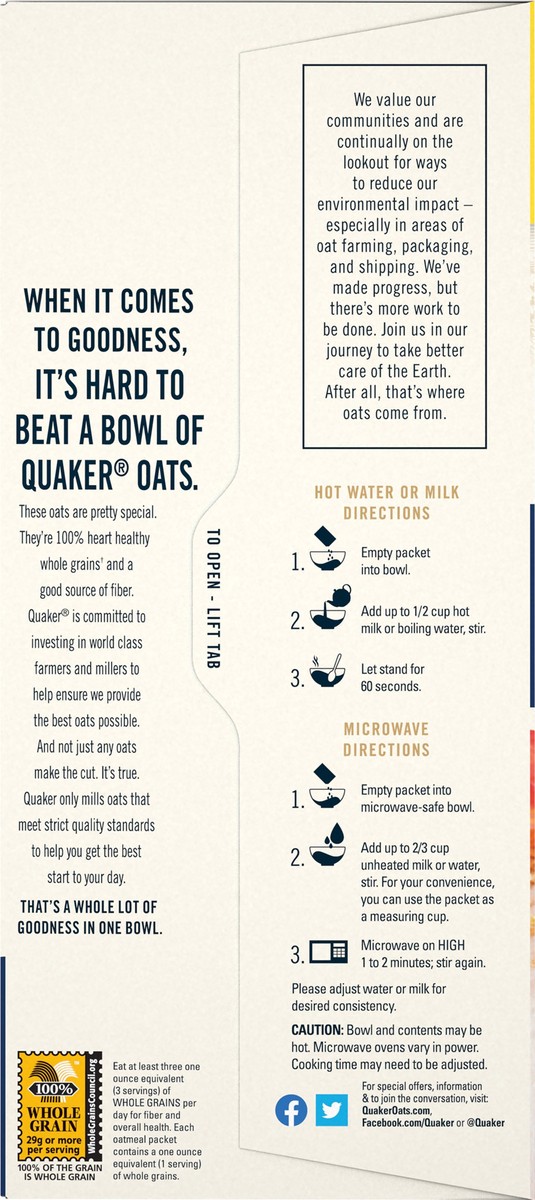 slide 5 of 8, Quaker Instant Oatmeal, Apples & Cinnamon/Maple & Brown Sugar/Cinnamon & Spice, Flavor Variety, Value Pack, 20 ct