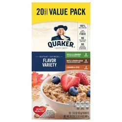 Quaker Instant Oatmeal, Apples & Cinnamon/Maple & Brown Sugar/Cinnamon & Spice, Flavor Variety, Value Pack