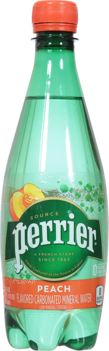 slide 5 of 13, PERRIER Peach Flavored Carbonated Mineral Water, 16 oz