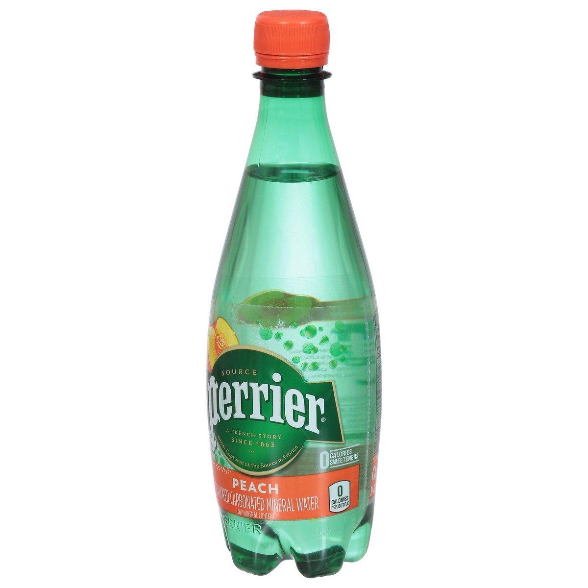 slide 10 of 13, PERRIER Peach Flavored Carbonated Mineral Water, 16 oz