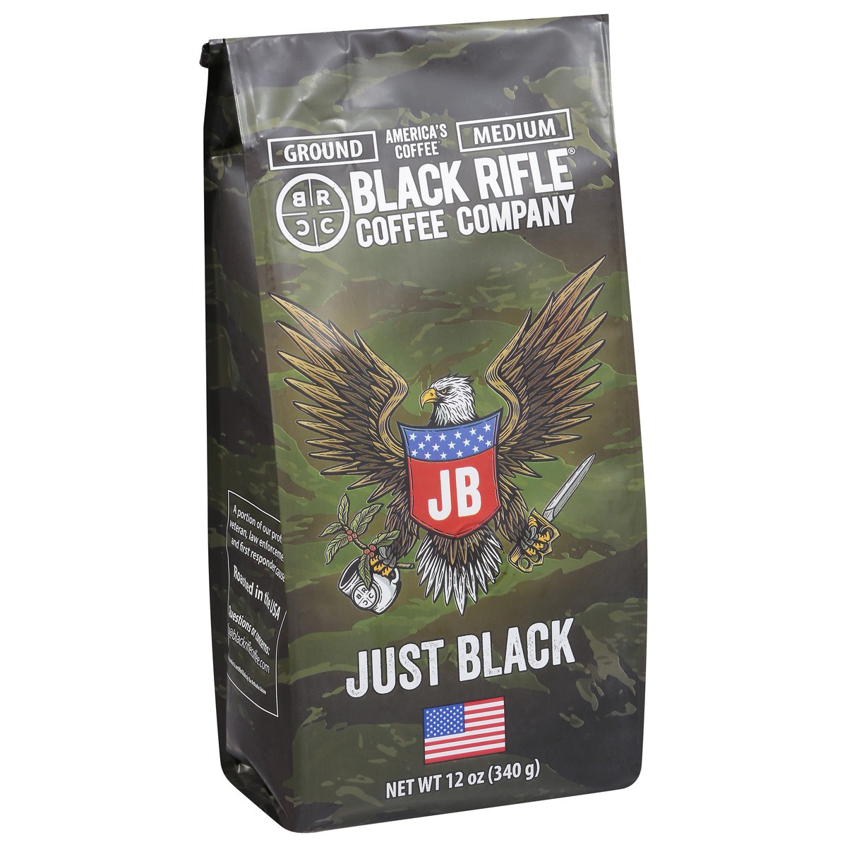slide 8 of 12, Black Rifle Ground Medium Just Black Coffee 12 oz, 12 oz