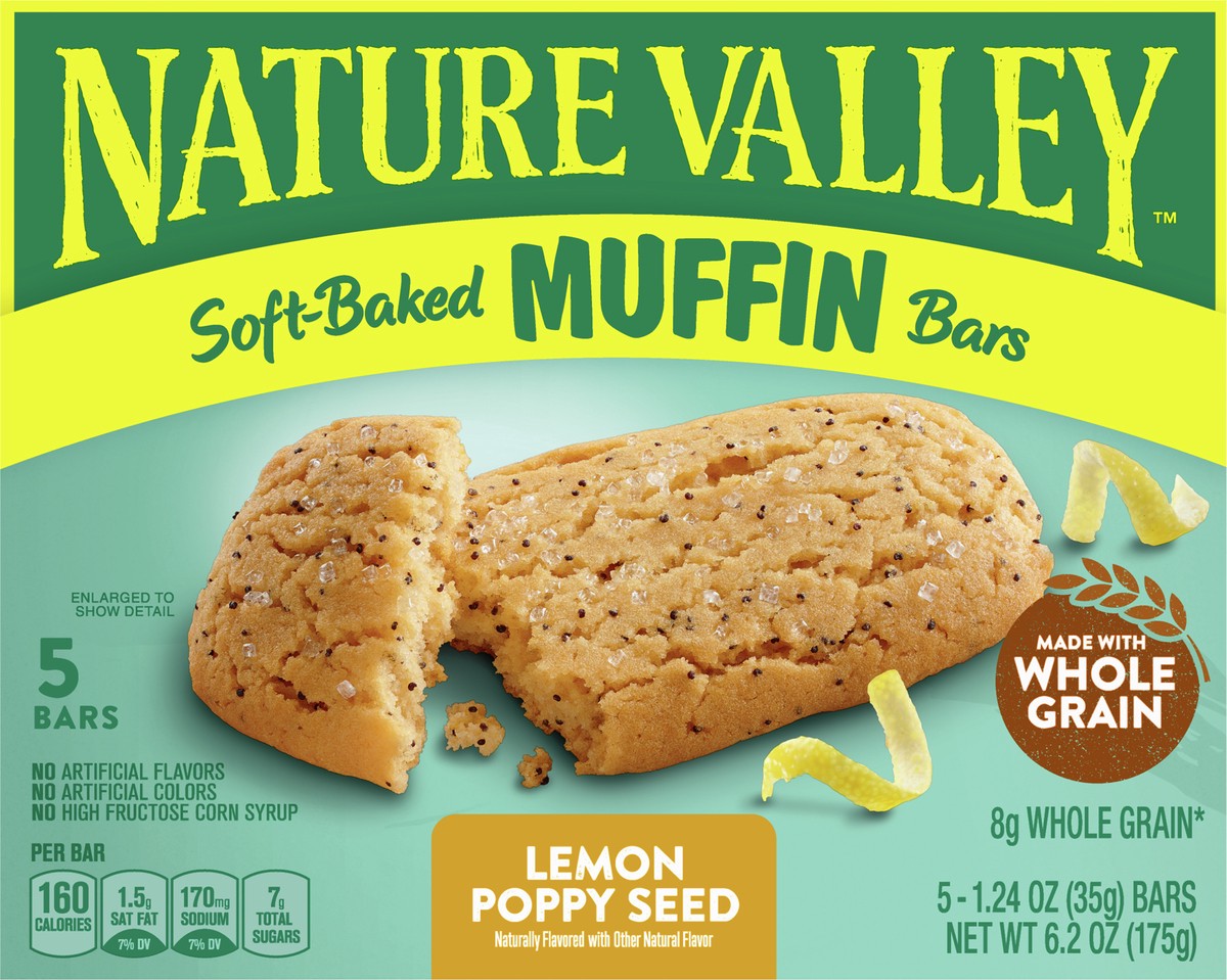 slide 5 of 9, Nature Valley Soft-Baked Muffin Bars Lemon Poppy Seed, 6.2 oz, 5ct, 5 ct