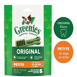 Greenies Dental Treats 15-25 LBS (7-11 KGS) Petite Original Dog Treats Not Packed 5 ea