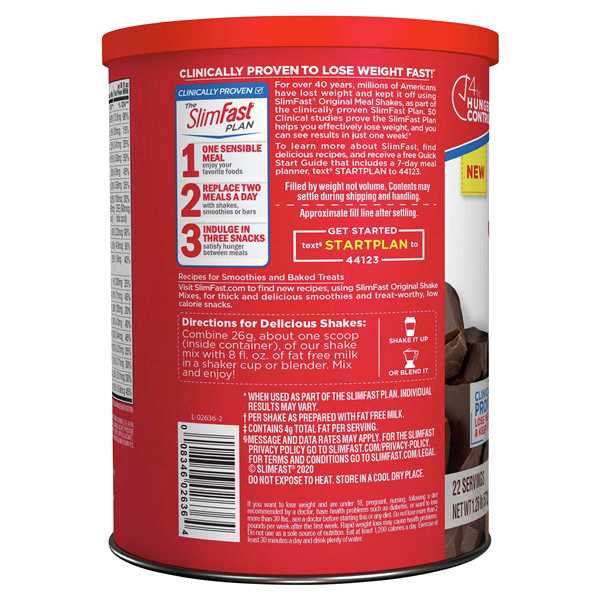 slide 3 of 9, SlimFast Original Powder Chocolate Royal, 20.18 oz, 22 servings