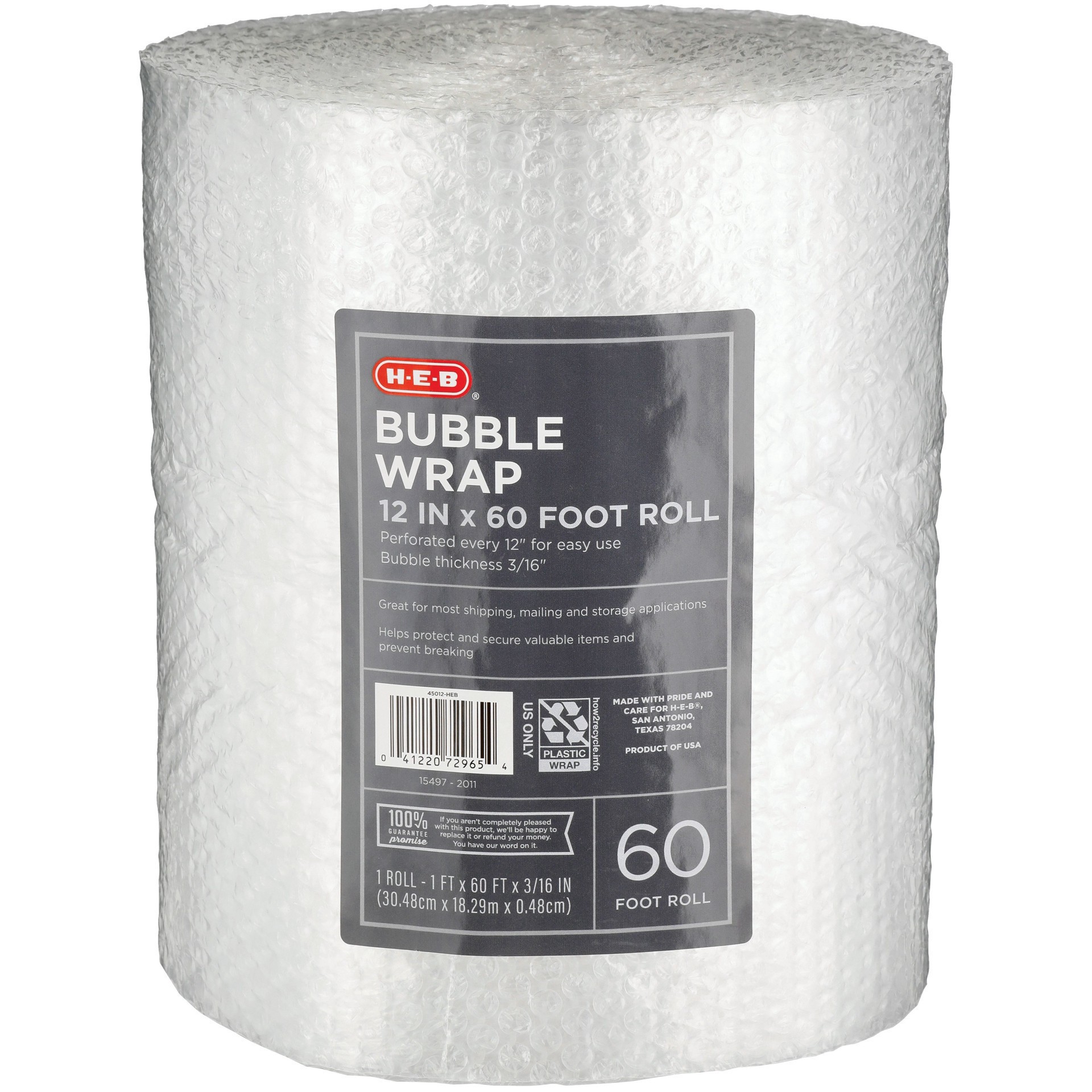 slide 1 of 1, H-E-B Bubble Wrap Roll, 12 in x 60 ft