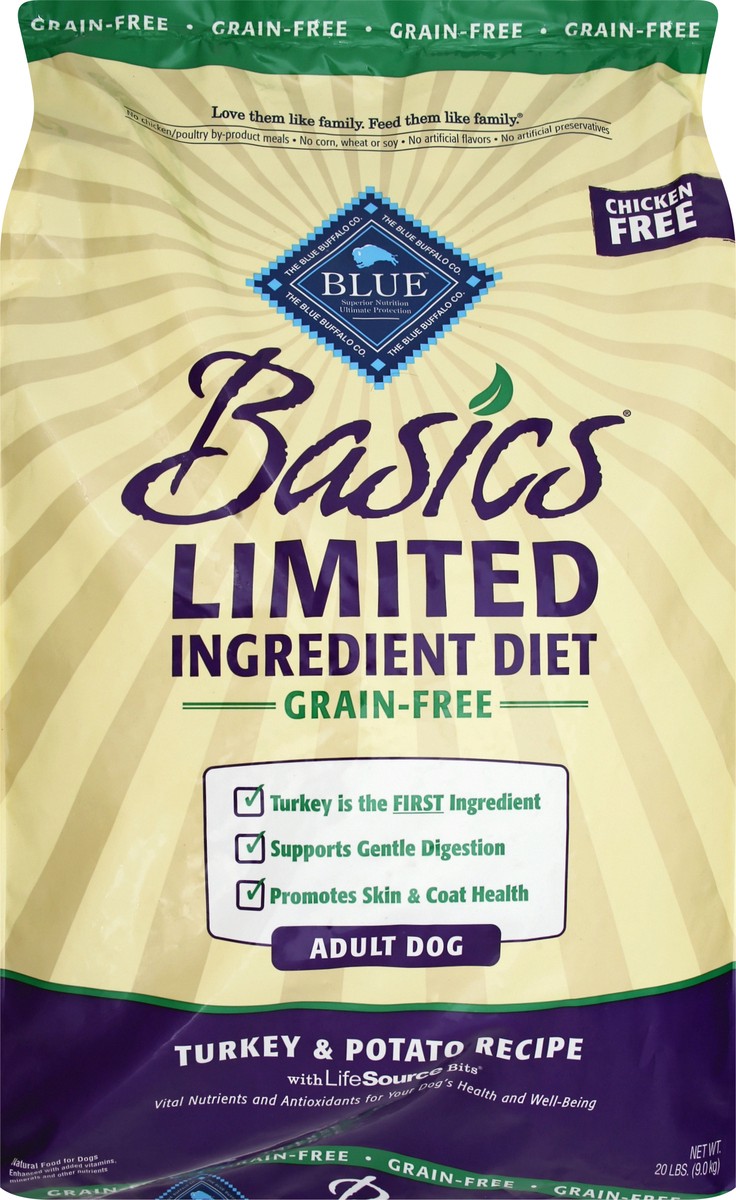 slide 4 of 13, Blue Buffalo Blue Basics Limited Ingredient Diet Grain-Free Adult Turkey & Potato Recipe Food for Dogs 20 oz, 20 oz