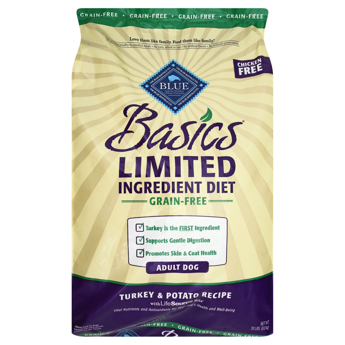 slide 1 of 13, Blue Buffalo Blue Basics Limited Ingredient Diet Grain-Free Adult Turkey & Potato Recipe Food for Dogs 20 oz, 20 oz