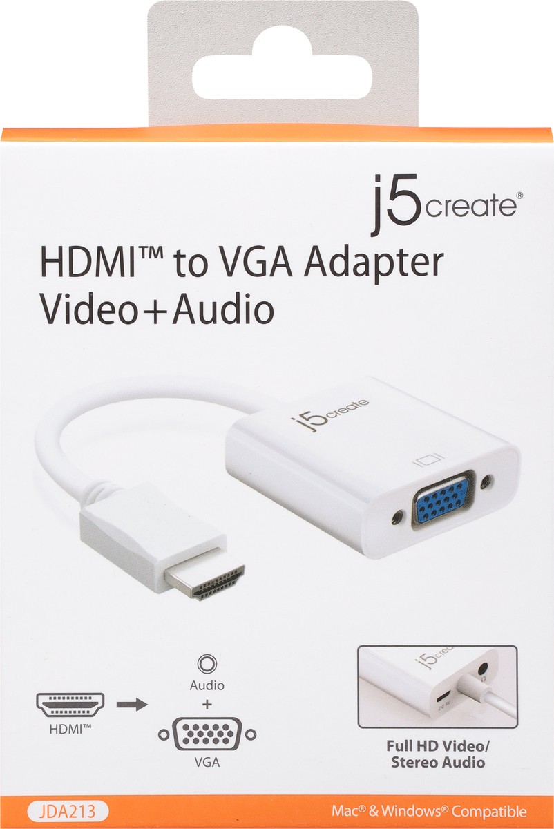 slide 11 of 12, j5create Video + Audio HDMI VGA Adapter 1 ea, 1 ct