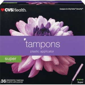 slide 1 of 1, CVS Health Tampons Super Unscented, 36 ct