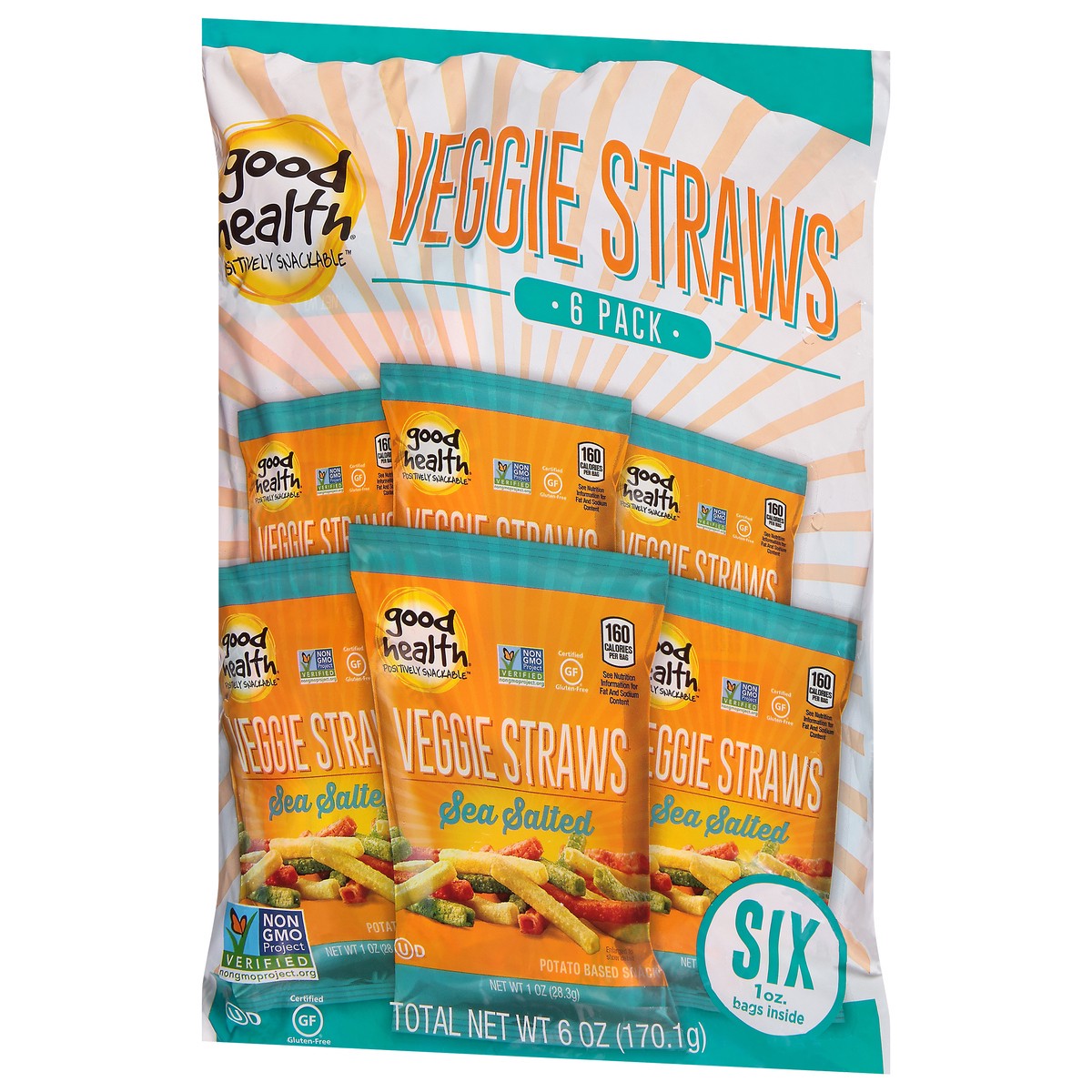 slide 3 of 9, Good Health 6 Pack Sea Salted Veggie Straws 6-1 oz Bags, 6 ct