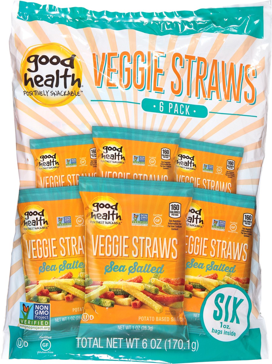 slide 1 of 9, Good Health Avocado Oil Sea Salted Veggie Straws - 6 x 1 oz Bags, 6 ct