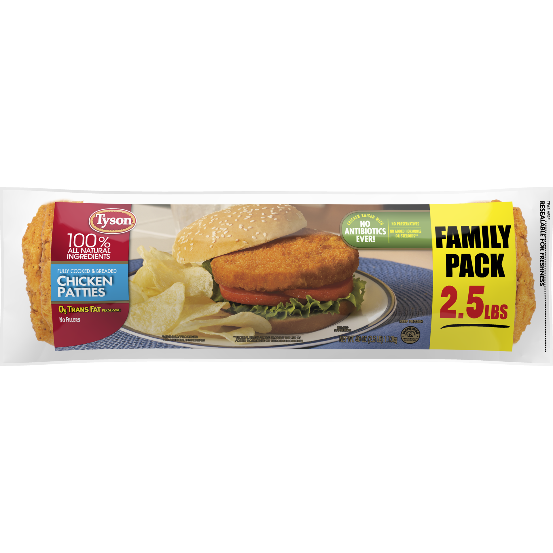 slide 1 of 6, Tyson Fully Cooked & Breaded Chicken Patties, 40 oz