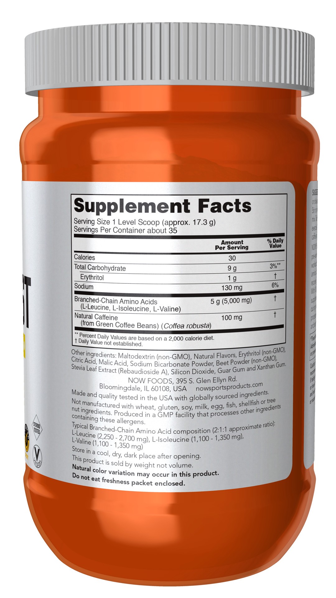 slide 5 of 5, NOW Sports BCAA Blast Powder, Natural Raspberry Flavor - 600 Grams, 600 gram