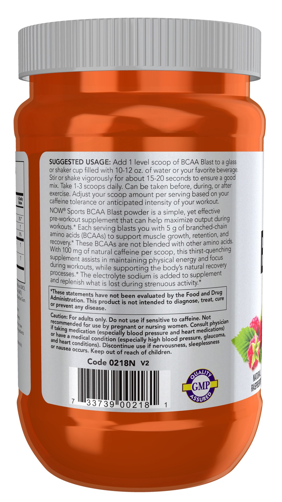 slide 4 of 5, NOW Sports BCAA Blast Powder, Natural Raspberry Flavor - 600 Grams, 600 gram