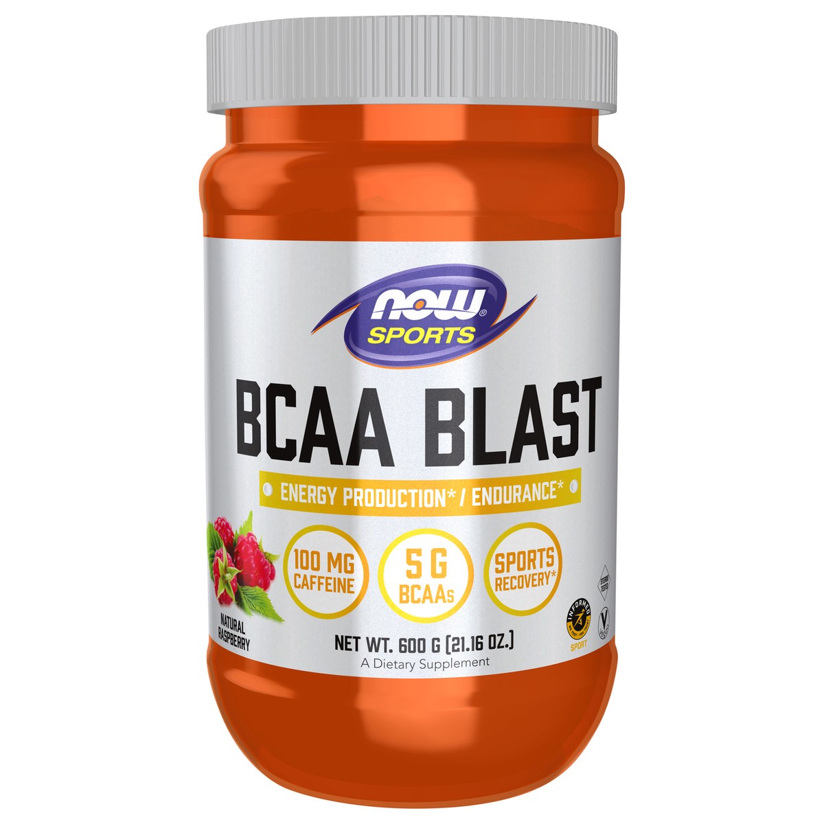 slide 1 of 5, NOW Sports BCAA Blast Powder, Natural Raspberry Flavor - 600 Grams, 600 gram