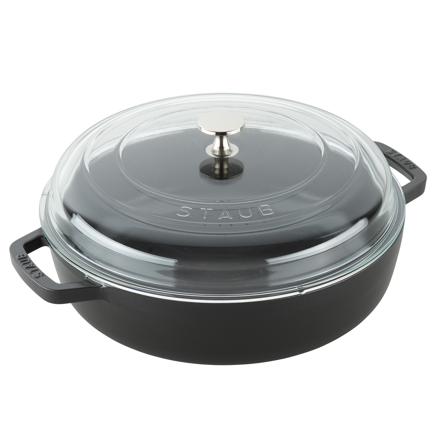 slide 1 of 1, STAUB Universal Deluxe Pan with Glass Lid, Black, 4 qt