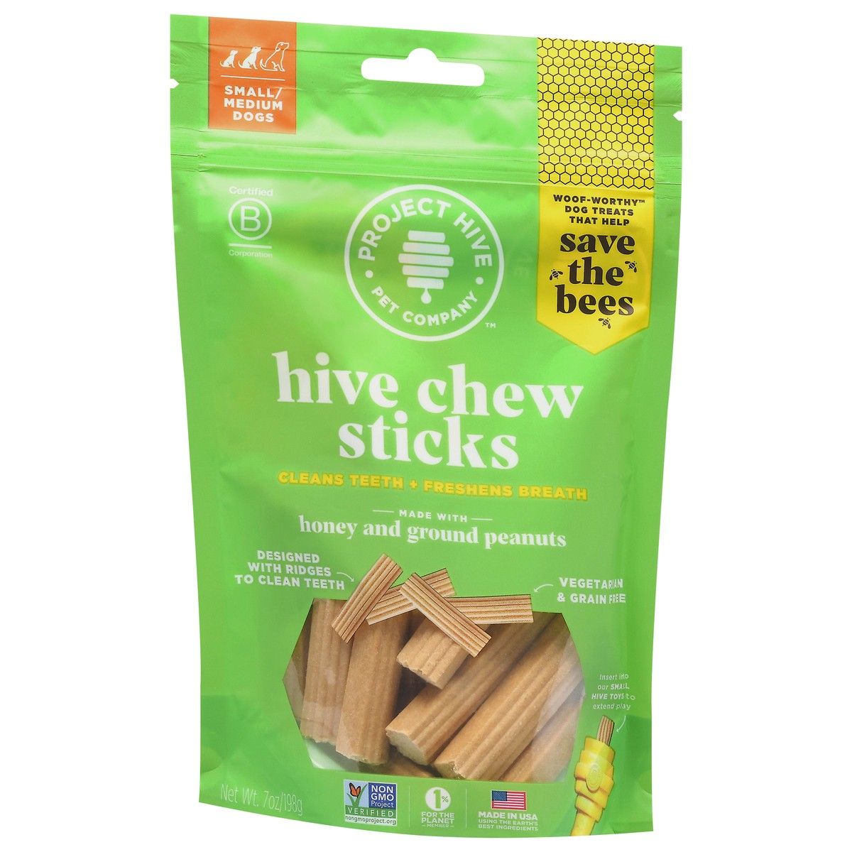 slide 13 of 15, Project Hive Pet Company Small/Medium Dogs Hive Chew Sticks Honey and Ground Peanuts Dog Treats 7 oz, 7 oz